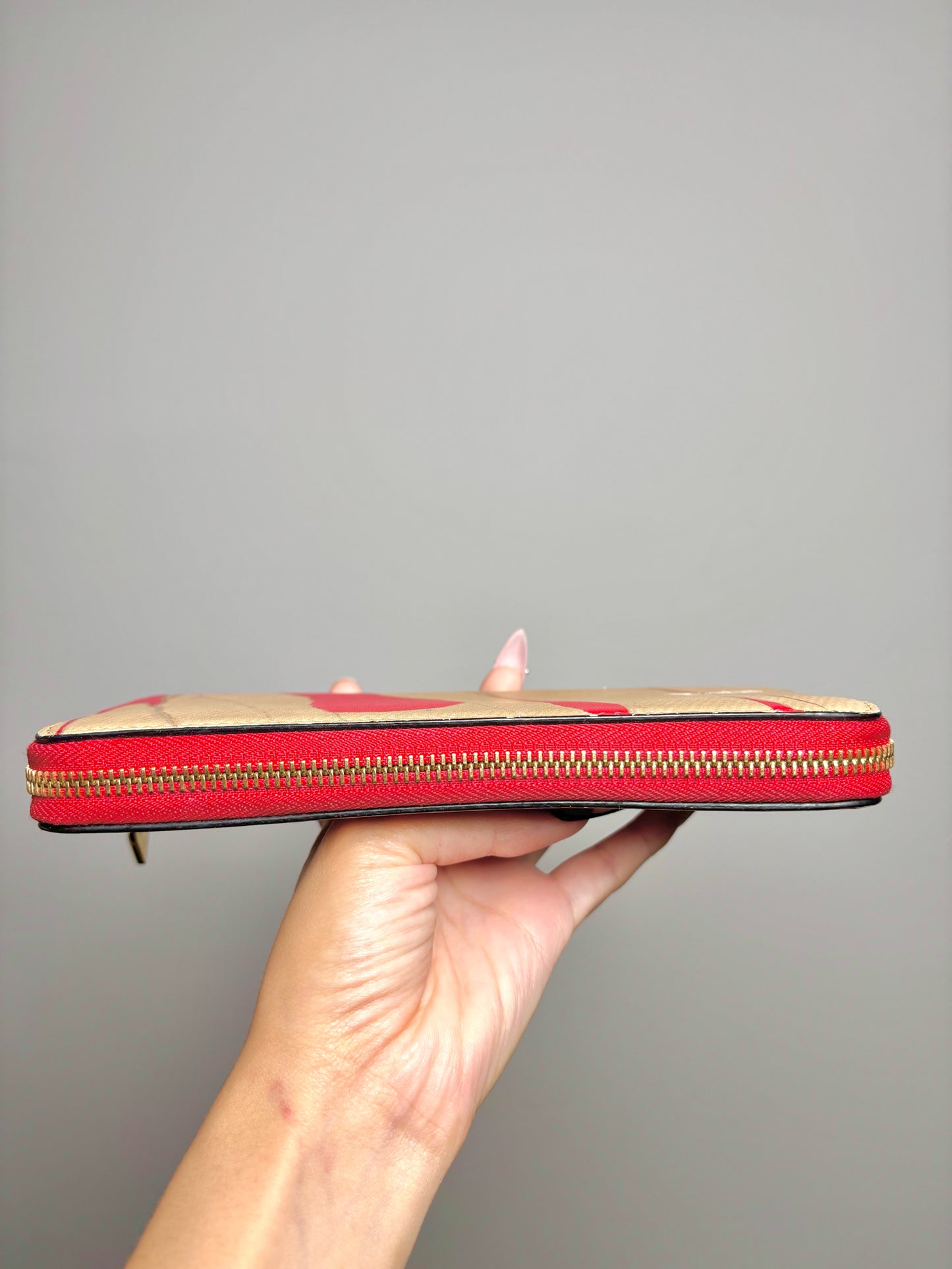 Leather Christian Louboutin Leather Red, Tan Small Wallet