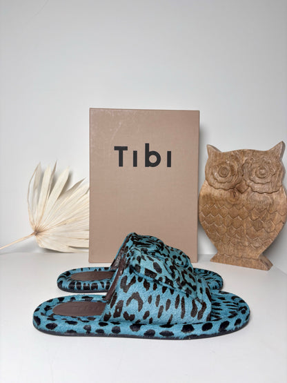 W Shoe Size 38 (7.5) Tibi Black, Turquoise Calf Hair NWT Slip-ons
