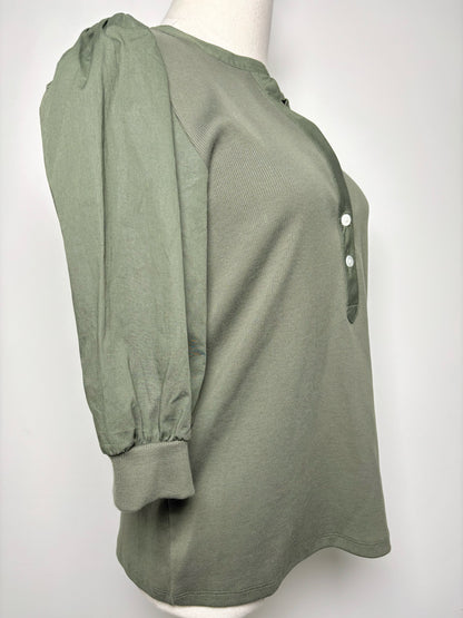 Women Size L Veronica Beard Army Green Solid Pima Cotton, Spandex NWT Shirt