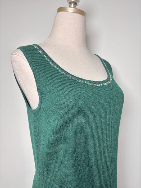 Women Size 4 St. John Evening Green Solid Wool, Rayon Dress