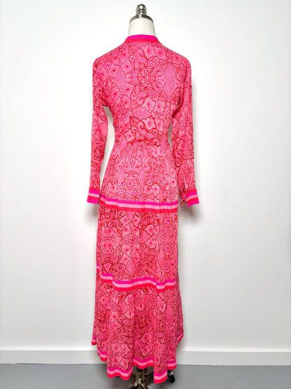 Women Size XS Ro's Garden Pink, red Floral Cotton Dress