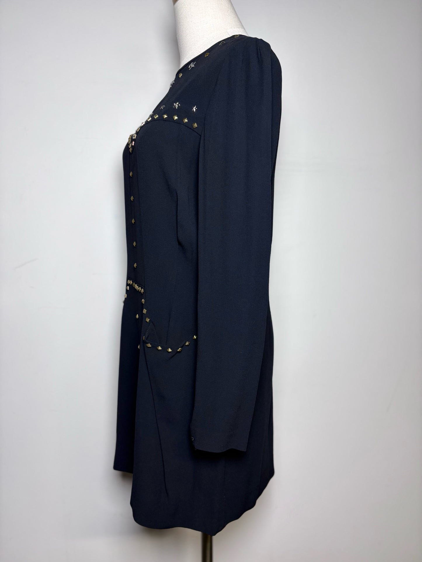 Women Size 40 (S) Isabel Marant Krista Black Star Studs Viscose Blend Mini Dress | Pre-owned