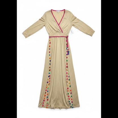 Women Size Standard Pitusa Khaki Pom Pom Trim Pure Cotton Women's Cover Up