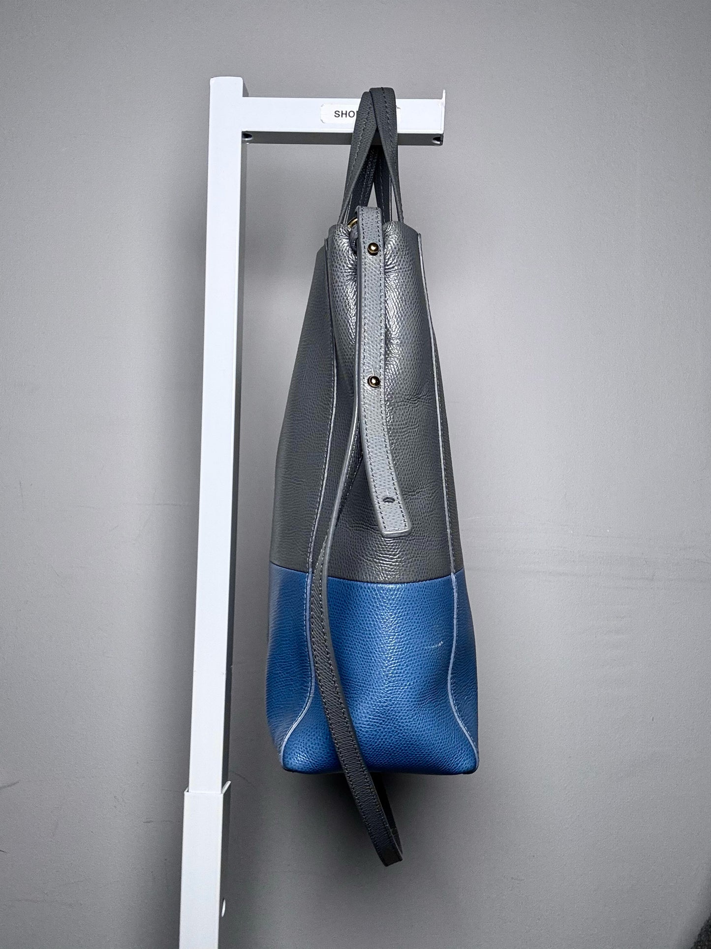 Leather Celine Colorblock Pre-owned Gray & Blue Calf Small Purse