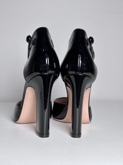W Shoe Size 37.5 (7 US) Gianvito Rossi Black Leather Patent Pre-owned, NWT Heels