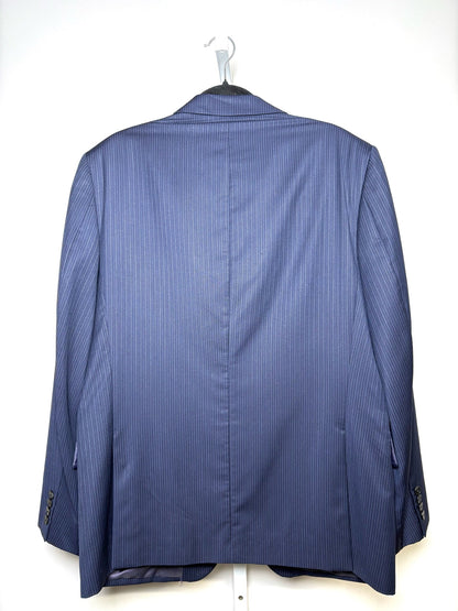 Navy Ermenegildo Zegna Navy Wool, silk Stripe Men's Mens Size 44R Pre-owned Blazer