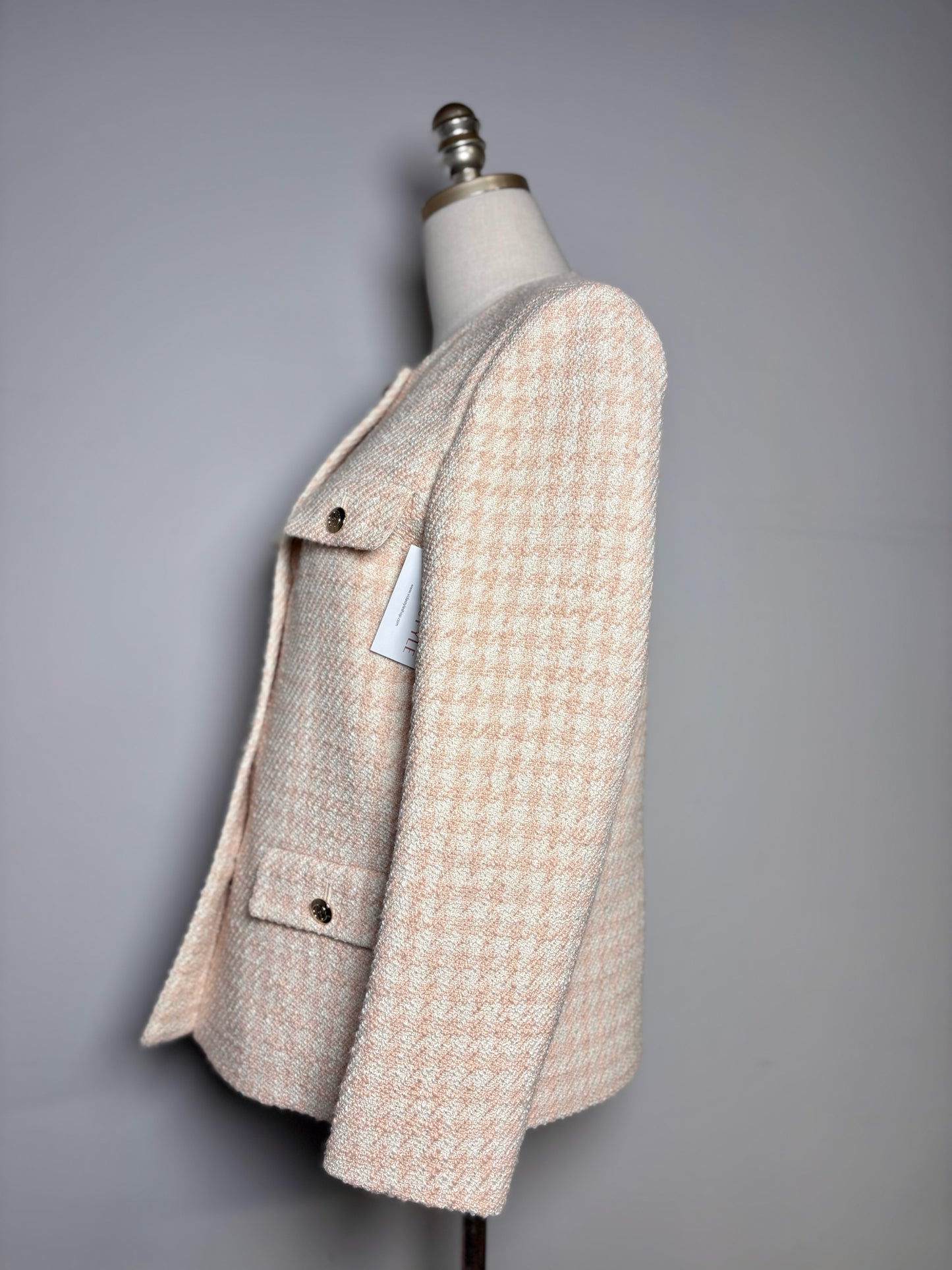 Women Size XS Anine Bing Janet Peach, Cream Houndstooth Pre-owned Jacket