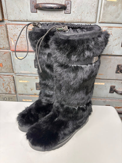 W Shoe Size 10 Tory Burch Black Rabbit Fur Boots