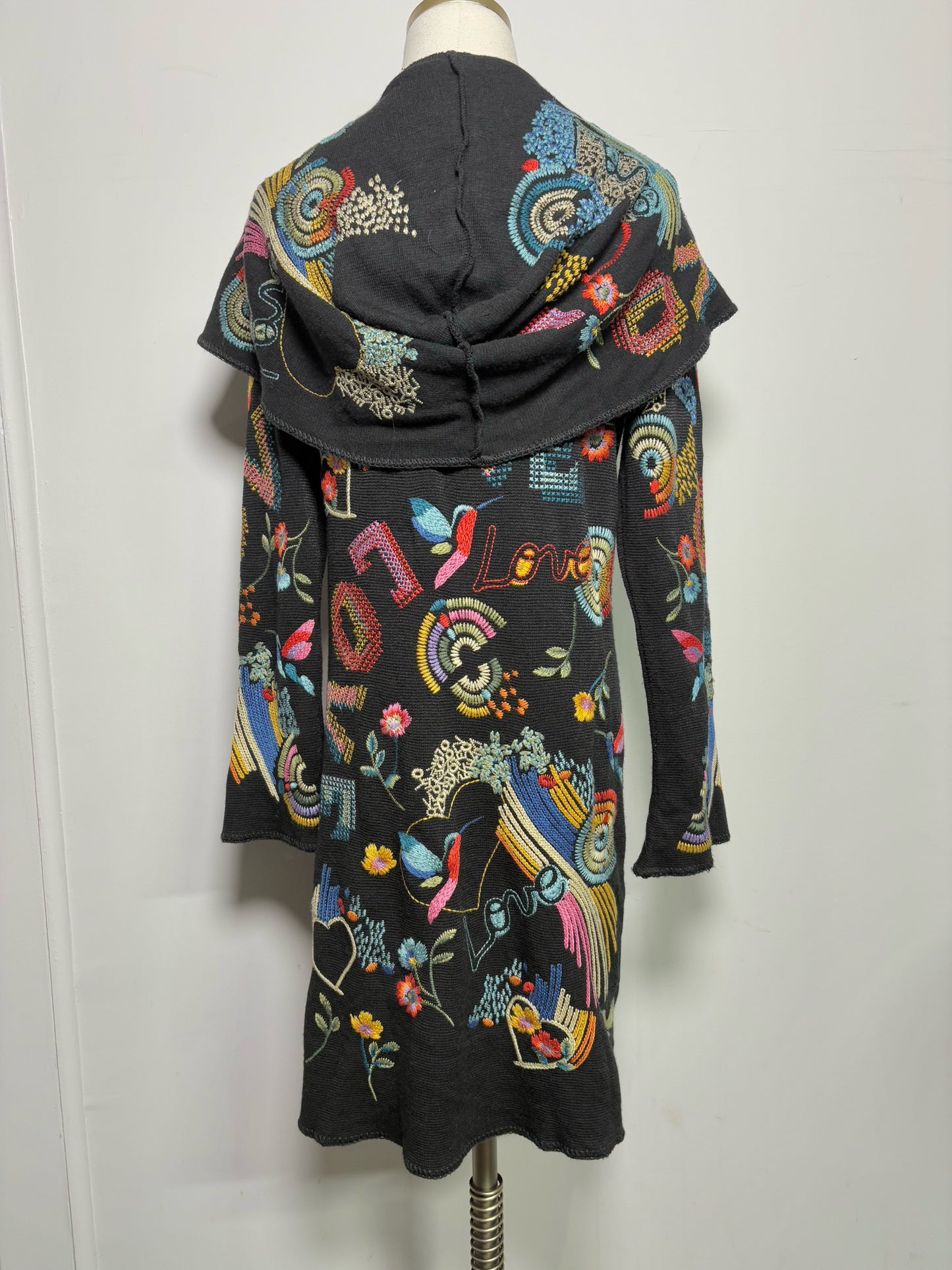 Women Size S "Biya Duster" Johnny Was Black Embroidered Cardigan