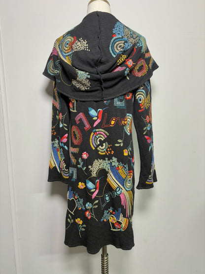 Women Size S "Biya Duster" Johnny Was Black Embroidered Cardigan