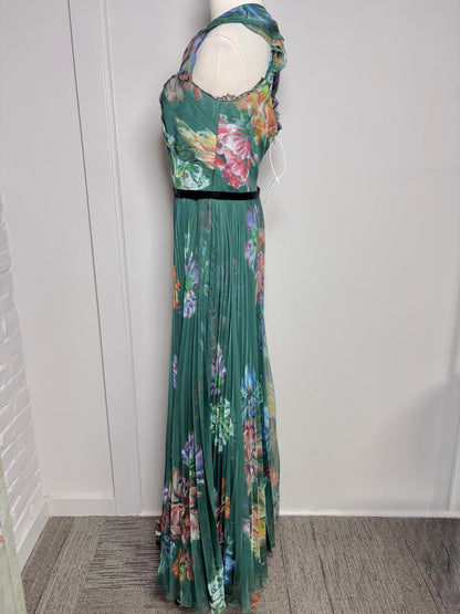 Women Size 10 Marchesa Notte Hunter Green Floral Gown