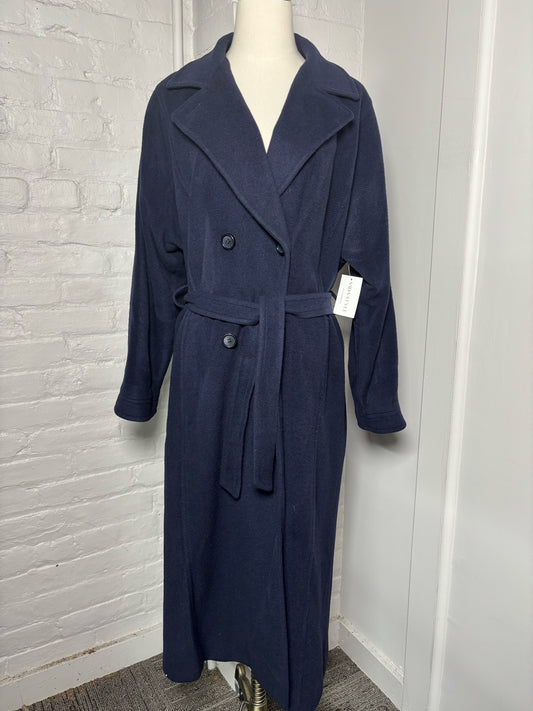 Women Size M/L Lord & Taylor Navy Solid Vintage Cashmere Coat