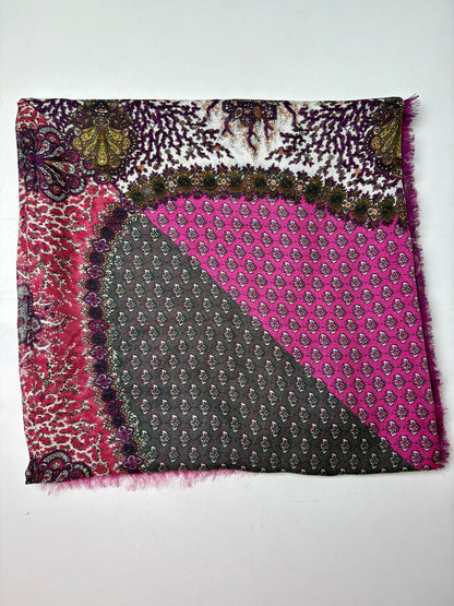Women's Authentic Gucci Purple Multicolor Paisley Silk Blend NWT Pre-Owned Square Scarf