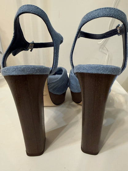 Jimmy Choo Heloise Light Blue Denim Platform Heels NWT | Pre-owned