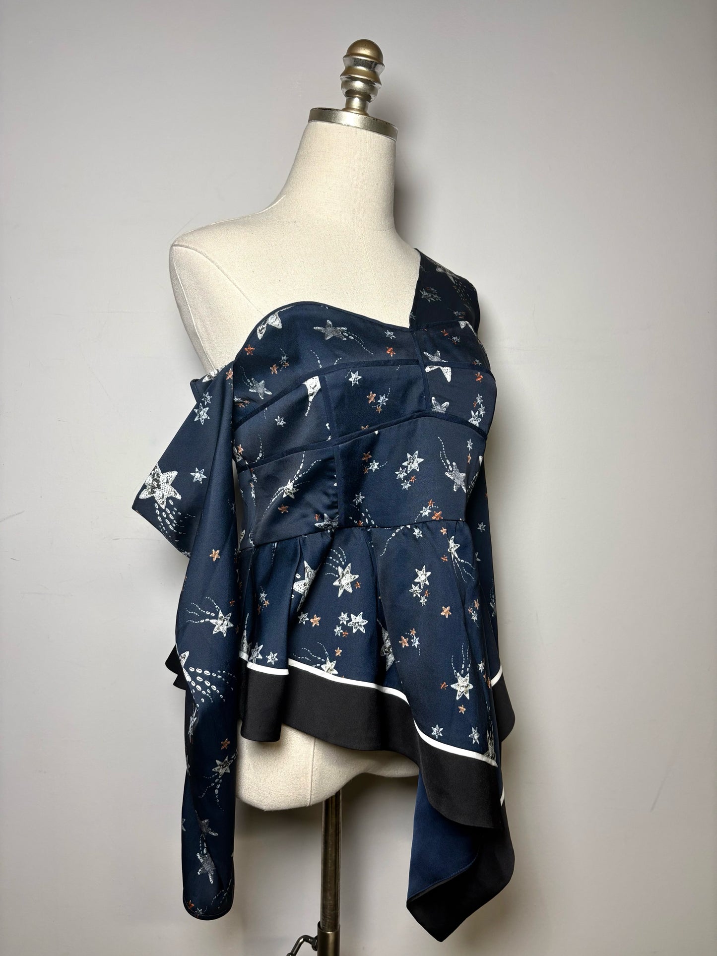 Women Size 8 Self-Portrait Navy Stars Polyester Women's NWOT Blouse