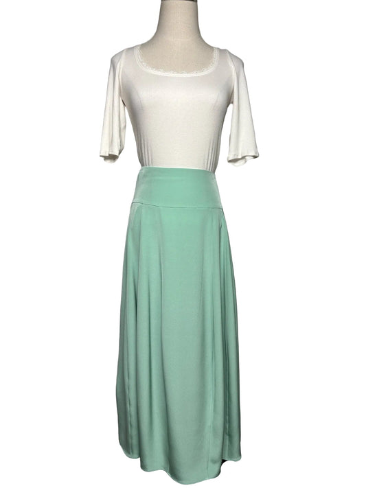 Women's Size 8 Tibi Lantern Mint Green Pure Silk Pre-Owned Midi Skirt