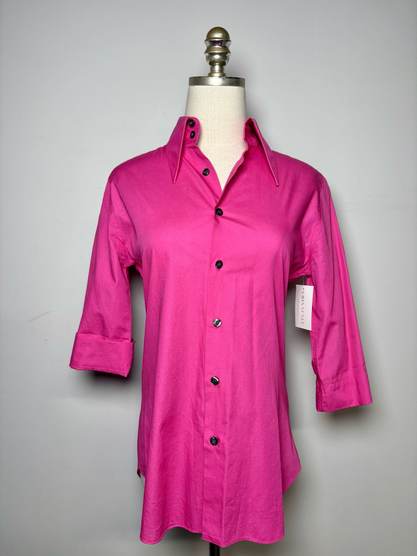 Women Size M Matsaki Matsushima Fuchsia Cotton LS Shirt
