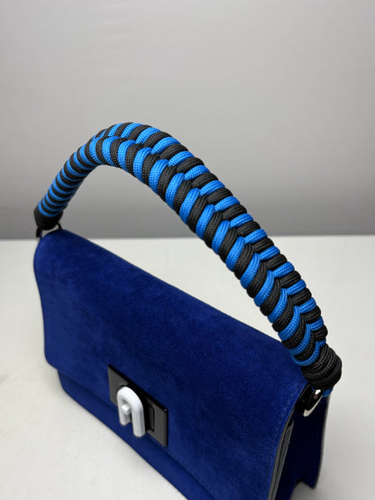 Women's Rare Furla 1927 Soft Cobalt Blue Suede Pre-Owned Mini Crossbody Purse