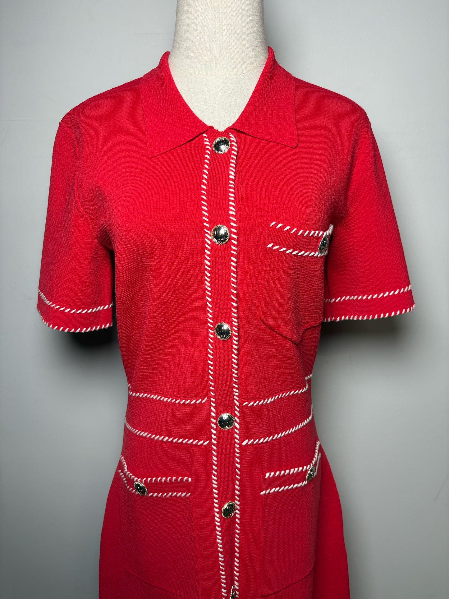 Women Size 40 (M/L) Maje Red Raveny Knit SS NWT Dress