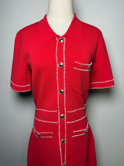 Women Size 40 (M/L) Maje Red Raveny Knit SS NWT Dress