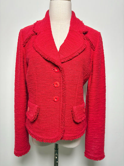 Women Size 8 St. John Red Solid Wool, Rayon Jacket