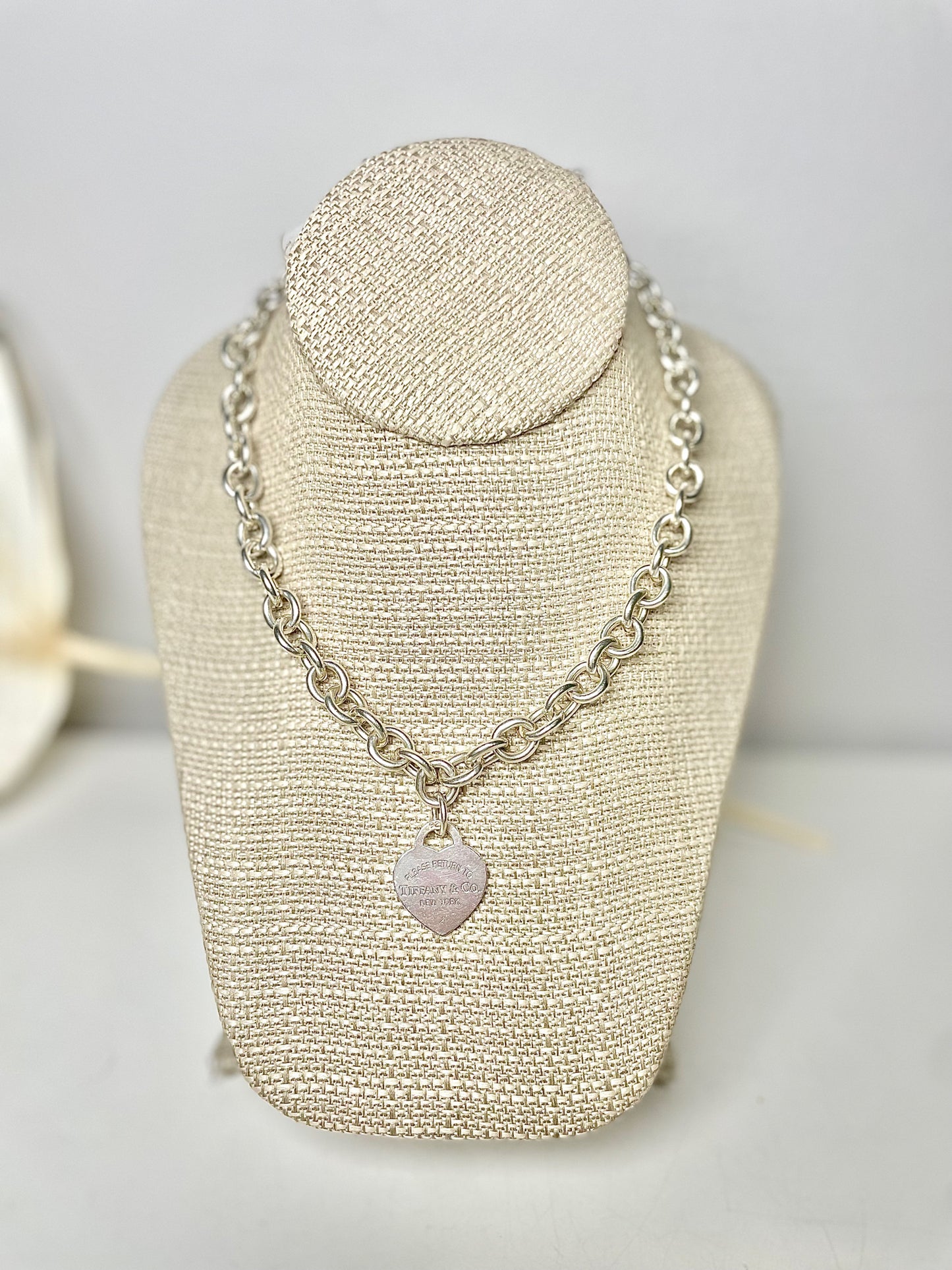 Tiffany & Co. Sterling Silver Chain Link Heart Tag Necklace