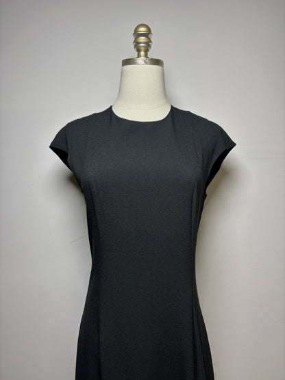 Women Size 2 The Row Black Crepe Asymmetric Hem Pre-owned Midi Dress