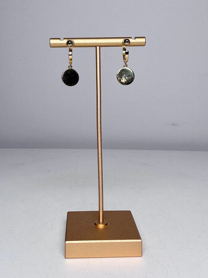 Gold Plated Kate Spade New York Ave Pre-owned Black Gemstones Gold Earrings