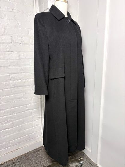 Women Size 6P Albert Nipon Black Solid Cashmere, Wool Coat