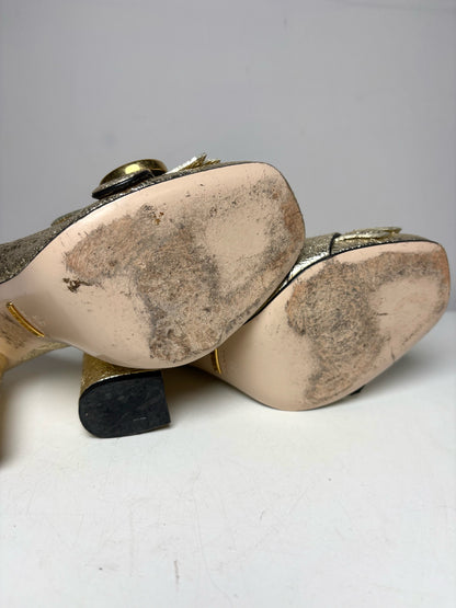 W Shoe Size 36 (5.5/6 US) Gucci Metallic Gold Leather Pre-owned Loafers