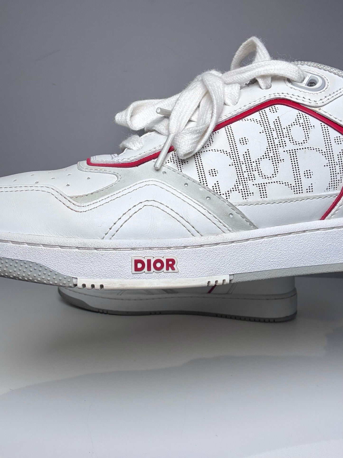 Christian Dior B27 Oblique Galaxy Low Top White, Red Men's Pre-owned Sneakers