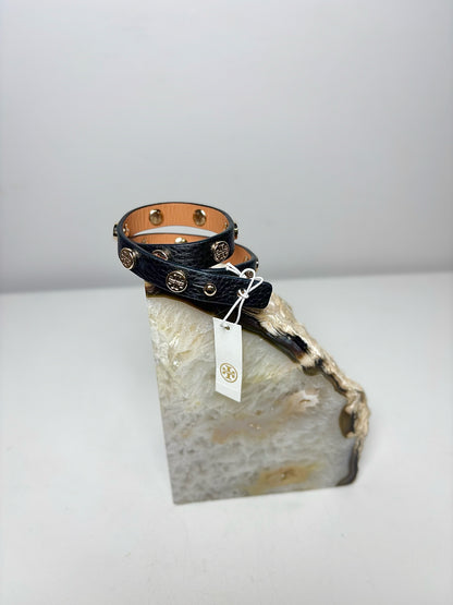Camel Leather Tory Burch Solid NWT Black, Camel Reversible Studded Bracelet