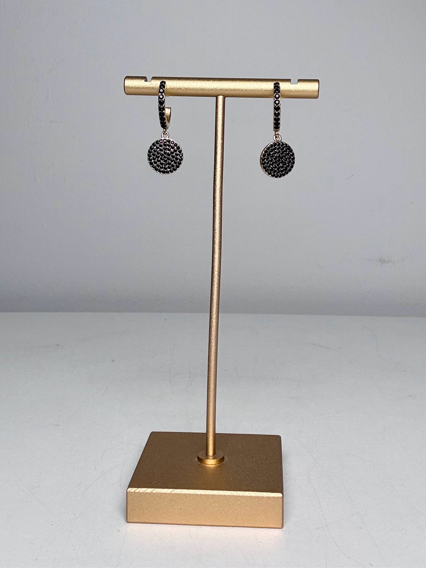 Gold Plated Kate Spade New York Ave Pre-owned Black Gemstones Gold Earrings