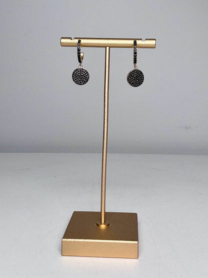 Gold Plated Kate Spade New York Ave Pre-owned Black Gemstones Gold Earrings