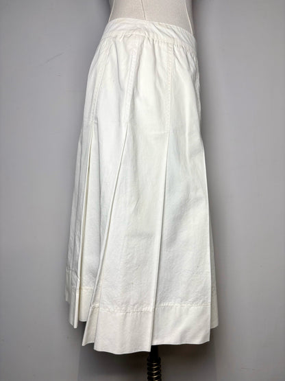 Women Size 42 ( 6 US) Prada White Pleated Pure Cotton Pre-owned Skirt