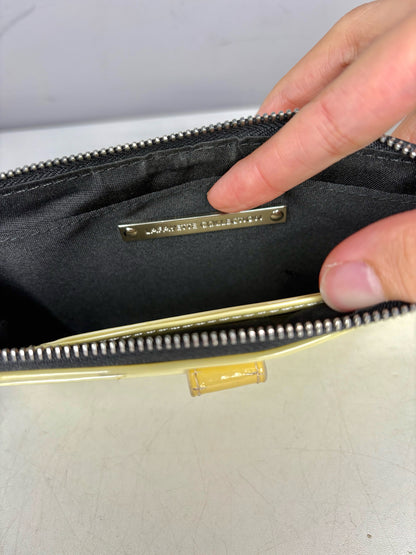 Lafayette 148 Solid Patent Leather Pre-owned Pale Yellow Clutch Purse