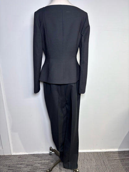 Women Size 8 Ralph Lauren Purple Label Black Solid Pre-owned Wool Suit