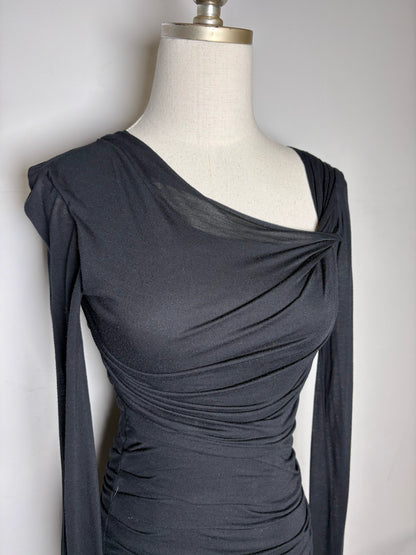 Women Size P Helmut Lang Black Pure Micro Modal LBD Pre-owned Dress
