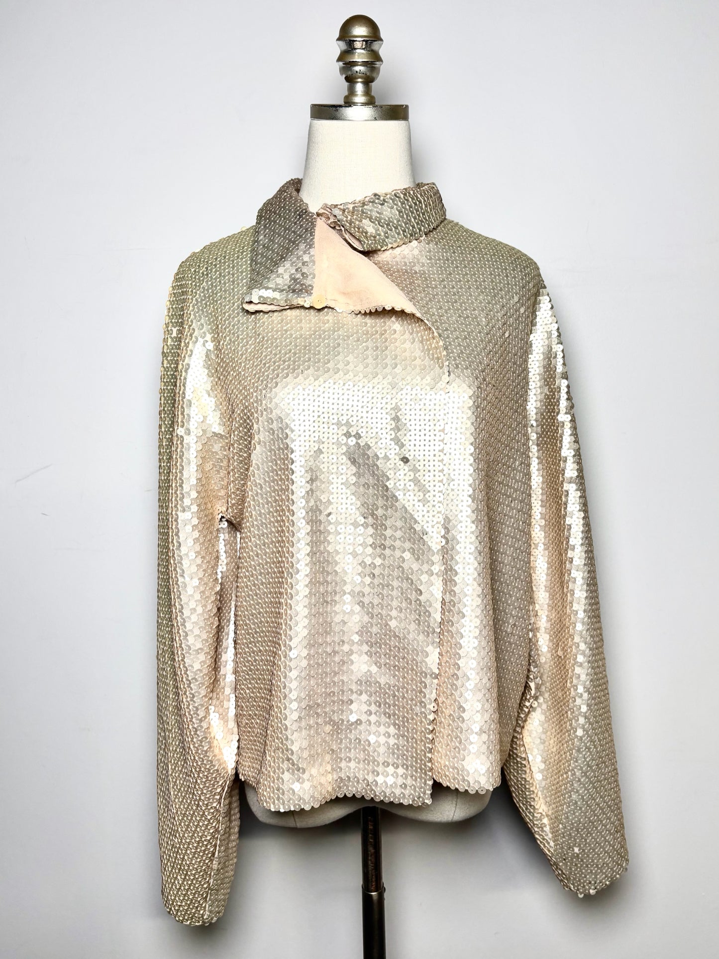 Women Size 8 Genny Pale Pink Sequins Silk Pre-owned Jacket