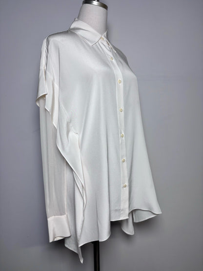 Women Size S Diane Von Furstenberg Ivory Solid 100% Silk Pre-owned Blouse