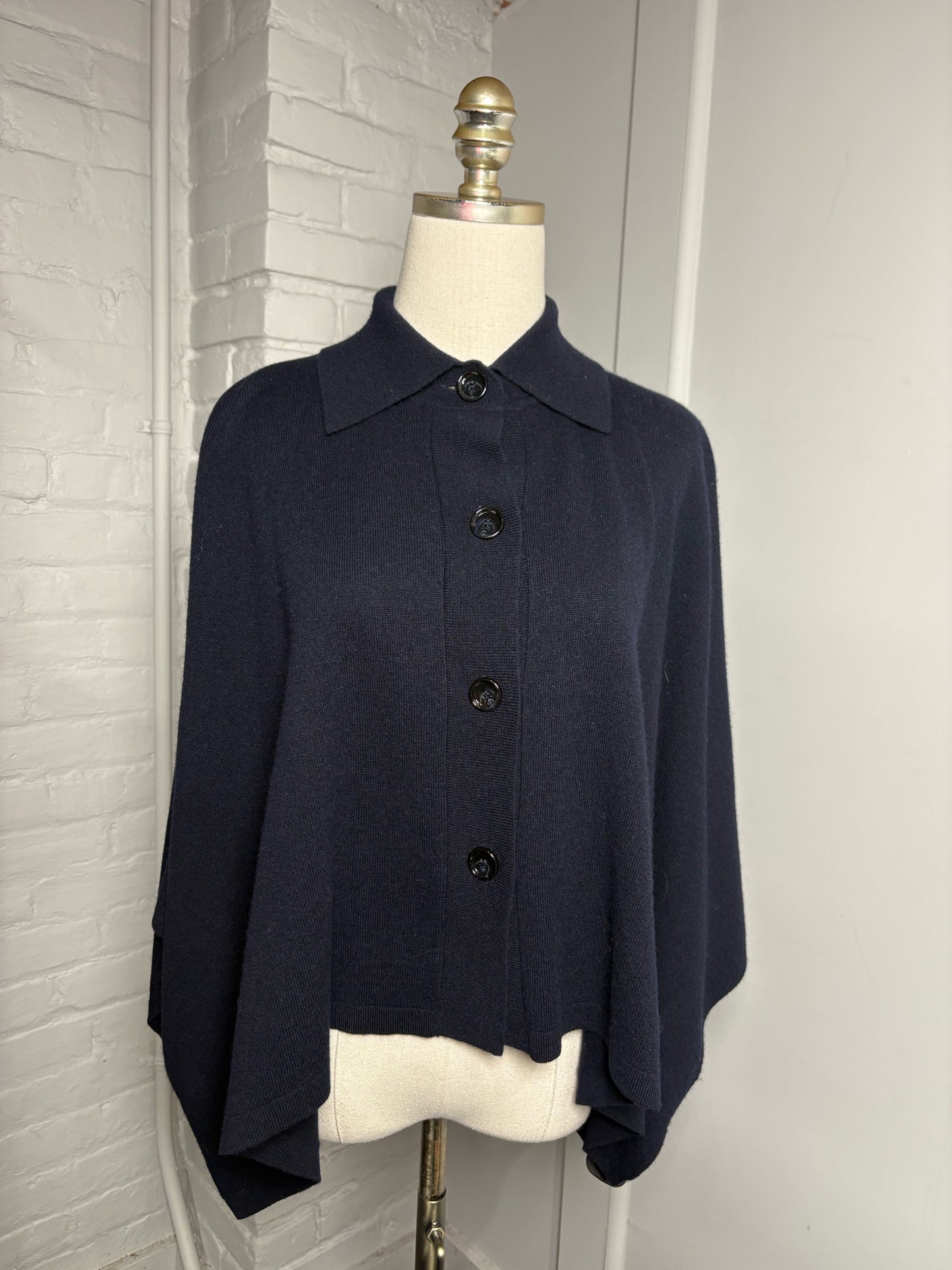 Women Size One Size Allude Dark Blue Cashmere Blend Cape Cardigan Sweater