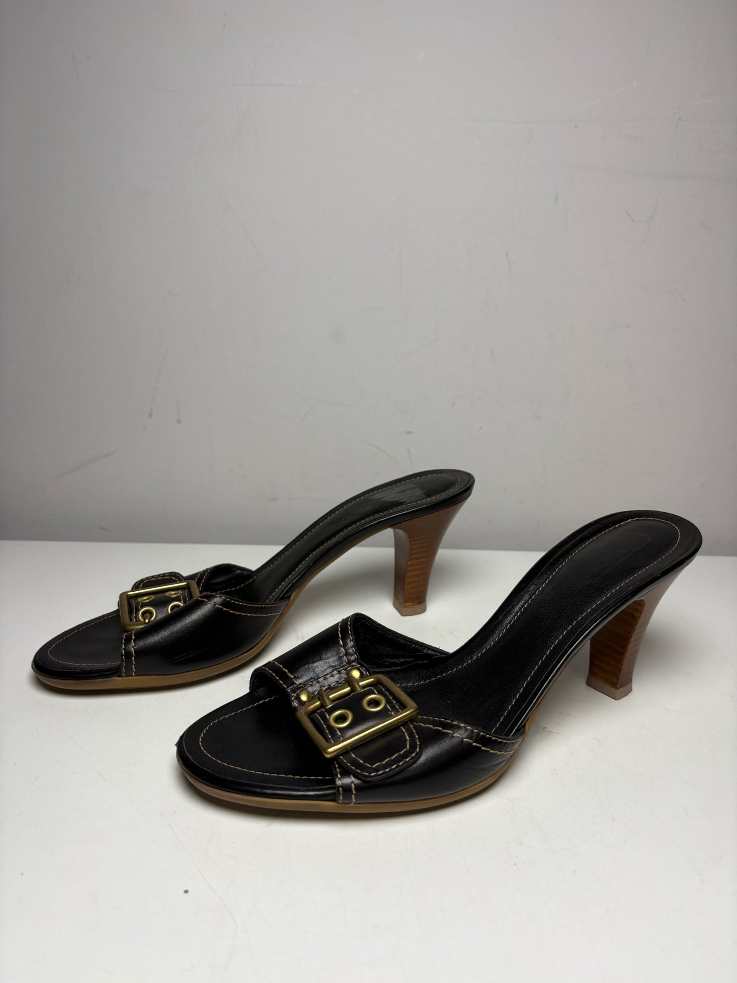 Women Shoe Size 8.5 (Estimated) Coach Margot Black Leather Vintage Y2K Rare Pre-Owned Sandals