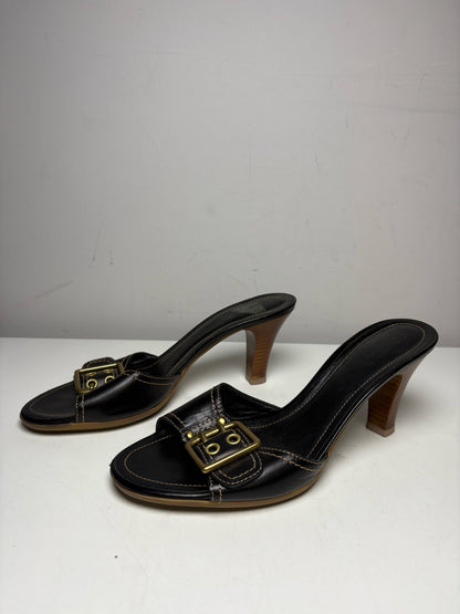 Women Shoe Size 8.5 (Estimated) Coach Margot Black Leather Vintage Y2K Rare Pre-Owned Sandals