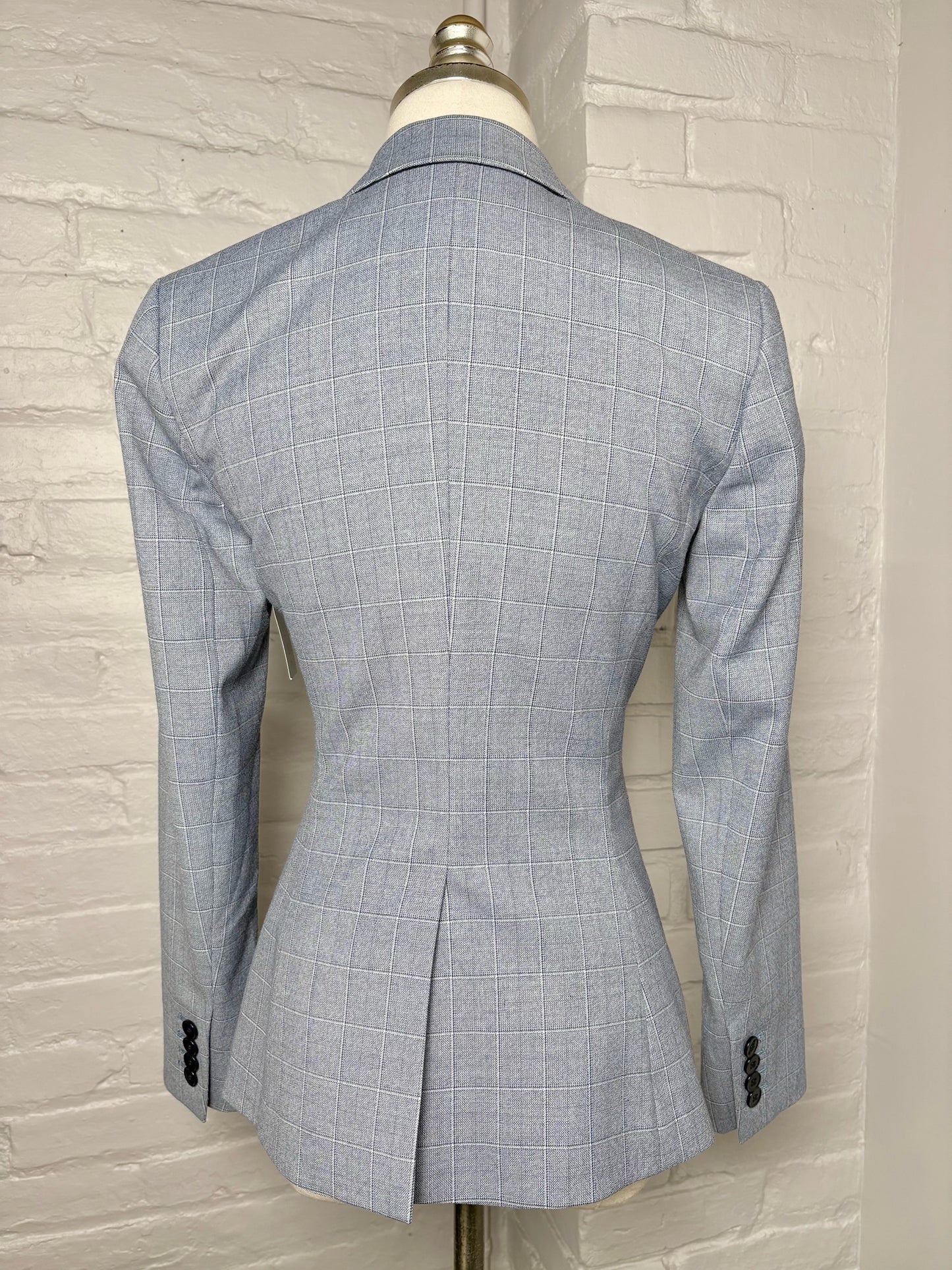 Women Size 4 Reiss Sky Blue Checkered Tailored Blazer