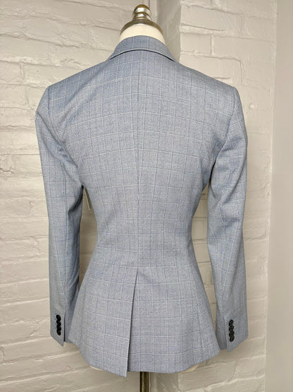 Women Size 4 Reiss Sky Blue Checkered Tailored Blazer