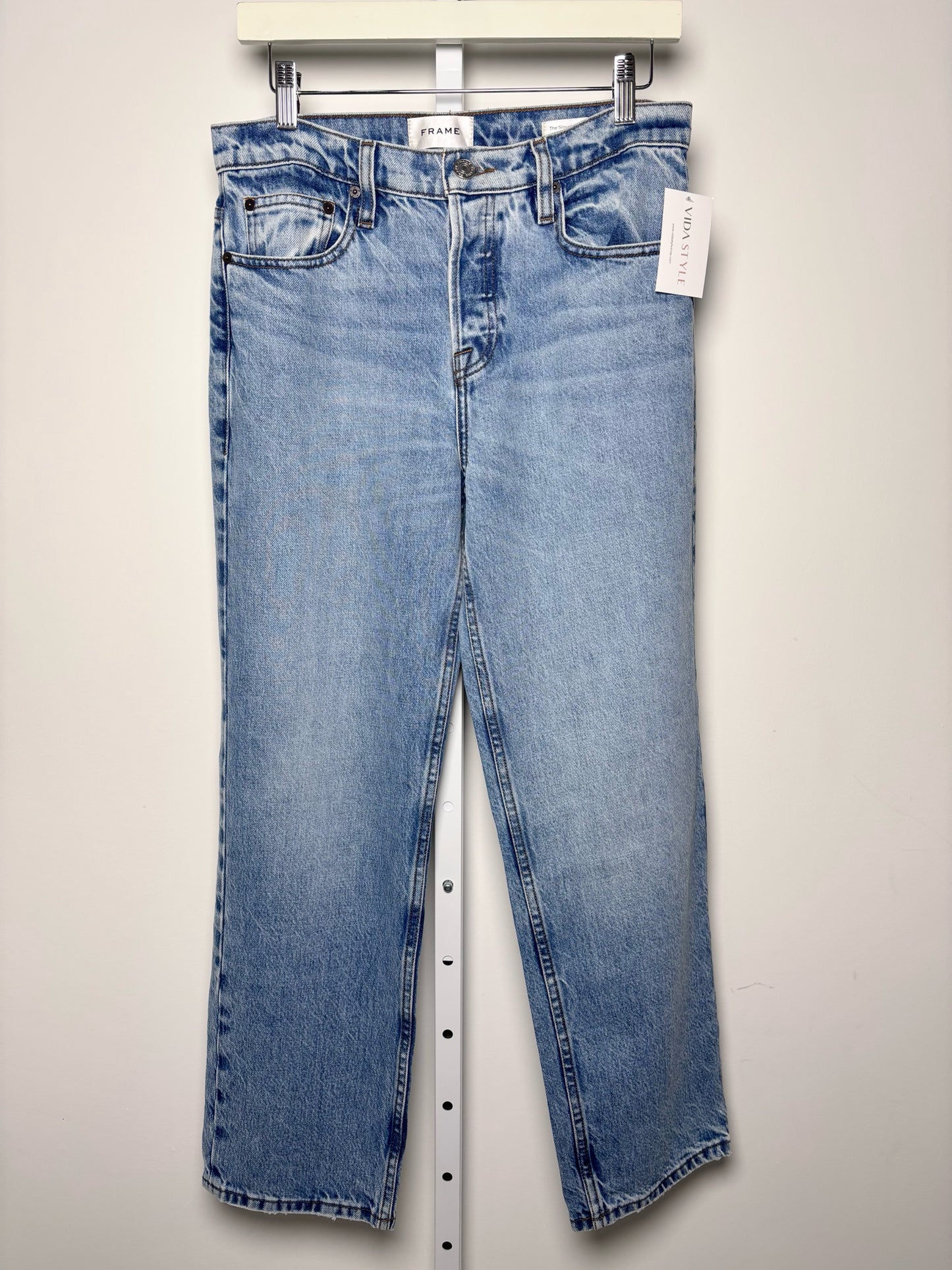 Women Size 26 Frame Blue Solid Slouch Straight Jeans