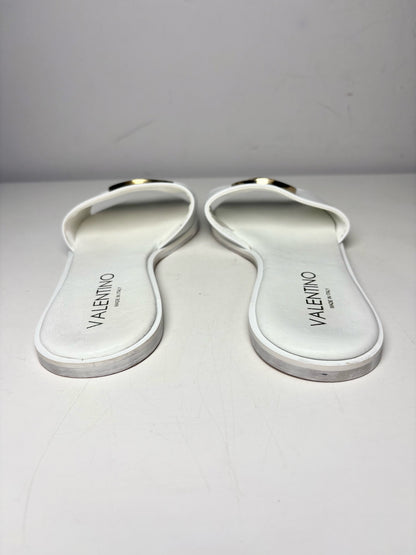 W Shoe Size 8 Mario Valentino White Leather Cowhide Women's Sandals