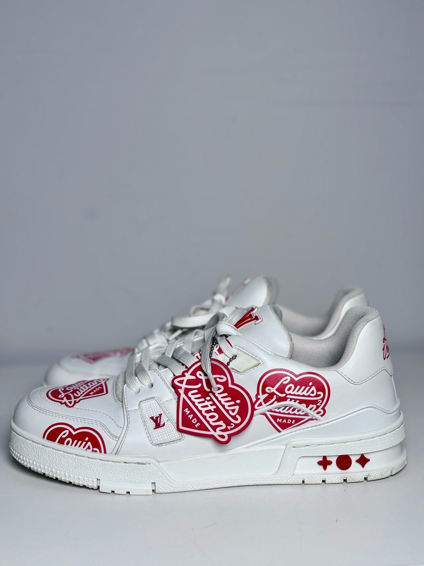 Louis Vuitton Made x Nigo White Graphic Print Men's Pre-owned 7.5 Sneakers