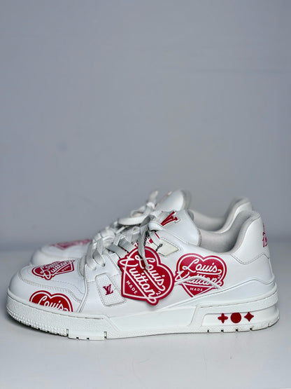 Louis Vuitton Made x Nigo White Graphic Print Men's Pre-owned 7.5 Sneakers