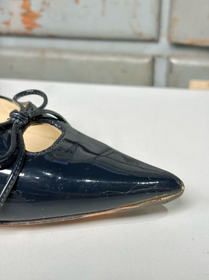 W Shoe Size 38.5 Jimmy Choo Black Leather Patent Heels
